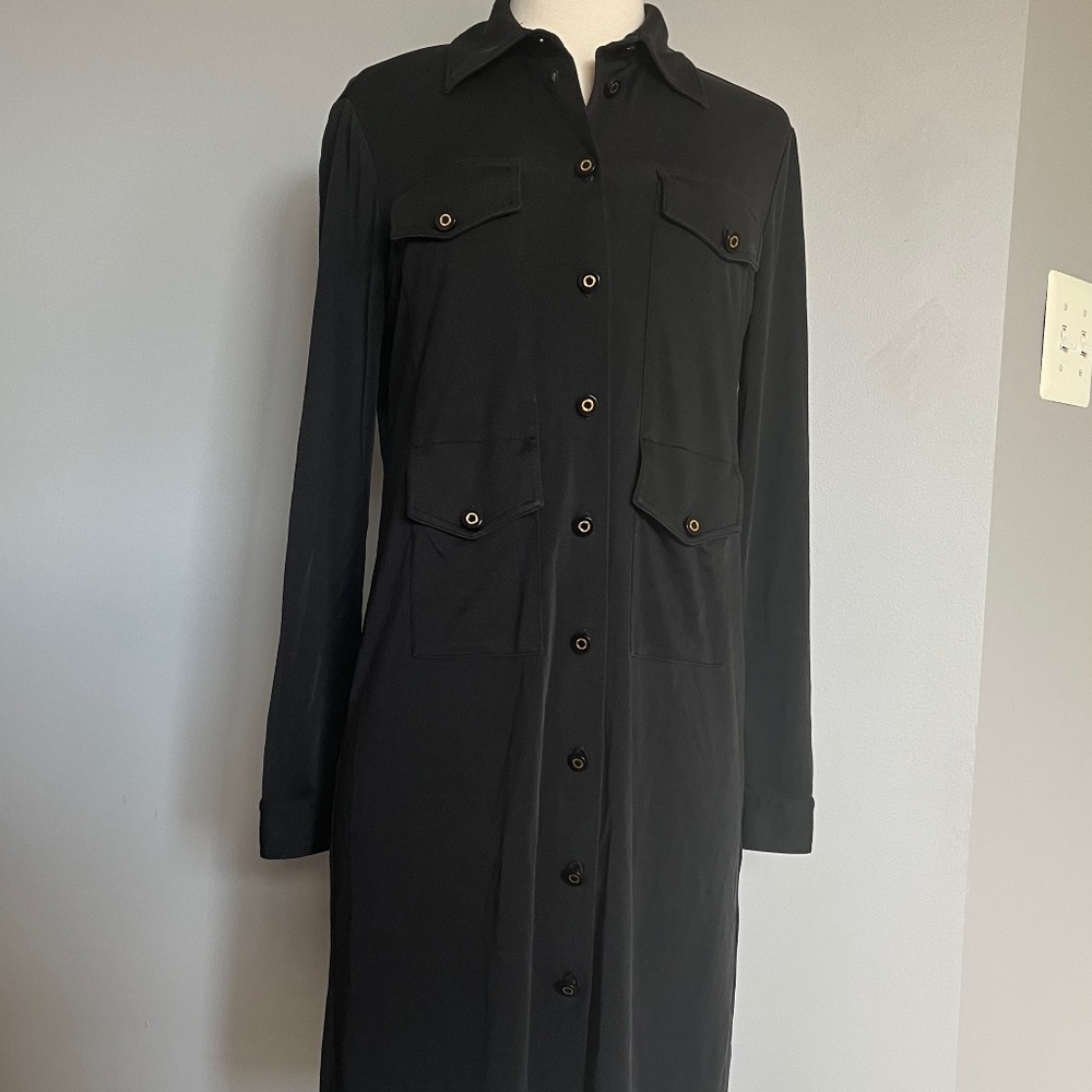 Tory Burch Black Long Sleeve Button Up Shirt Collared Casual workwear Dress S